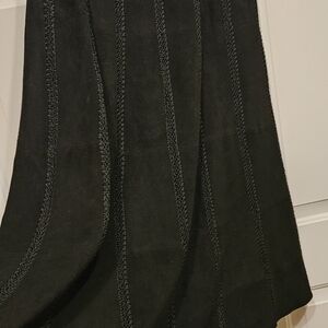 Source Unknown Black A-Line Skirt with Vertical Braided Trim